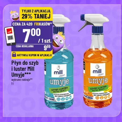 Płyn do szyb i luster Mill Clean Umyje niebieski promocja w POLOmarket