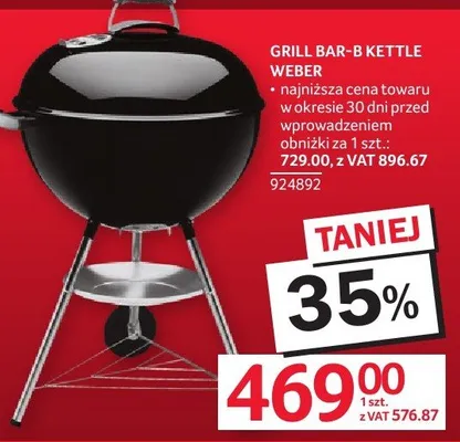 Grill Bar-B Kettle Weber 924892 promocja w Selgros