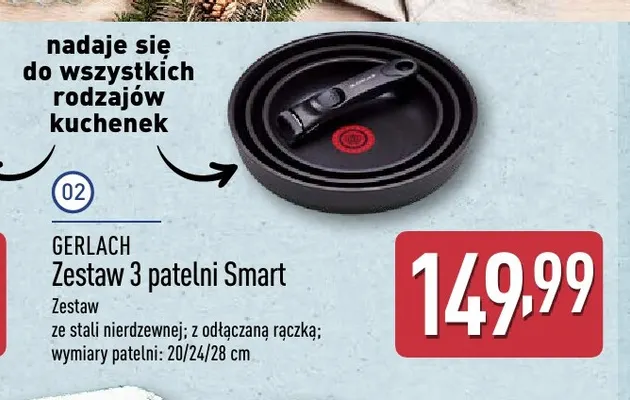 Zestaw 3 patelni Smart Gerlach promocja w Aldi