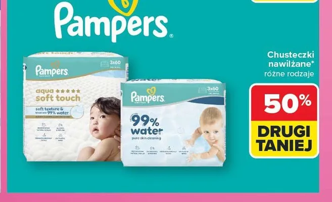 Chusteczki nawilżane Pampers 99% Water 3-pak promocja w Carrefour