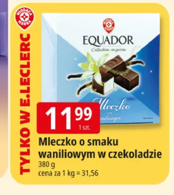 Mleczko o smaku waniliowym w czekoladzie Equador promocja w Leclerc