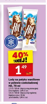 Lody na patyku waniliowe w polewie czekoladowej Hit promocja w Twój Market