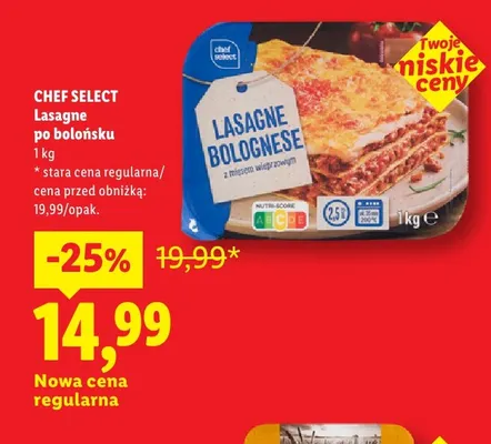 Lasagne po bolońsku Chef Select promocja w Lidl