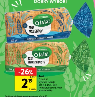 Tost pszenny O la la! promocja w Intermarche