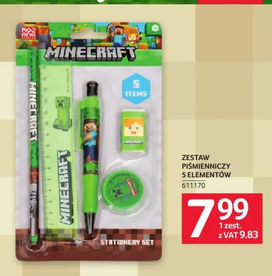 Zestaw piśmienniczy 5 elementów Minecraft promocja w Selgros