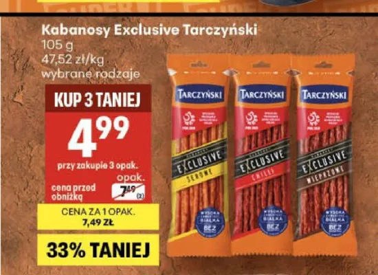 Kabanosy Exclusive Tarczyński Serowe promocja w Delikatesy Centrum