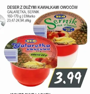 Deser z dużymi kawałkami owoców galaretka ElMarko promocja w Słoneczko