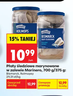 Płaty śledziowe marynowane w zalewie Bismarck Marinero promocja w Biedronka