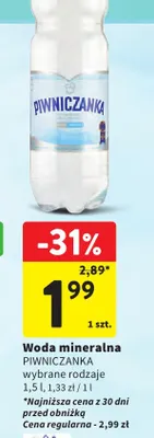 Woda mineralna niegazowana Piwniczanka promocja w Intermarche