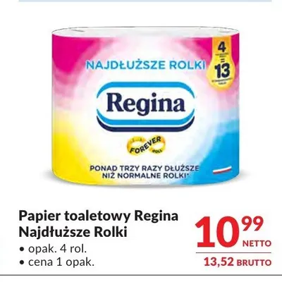 Papier toaletowy Regina Najdłuższe Rolki 4-pak promocja w Makro