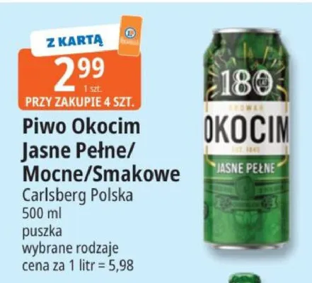 Piwo Okocim Jasne Pełne promocja w Leclerc