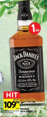 Whiskey Tennessee Sour Mash 40% Vol promocja w Intermarche