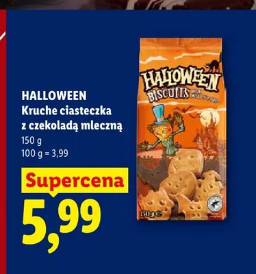 Kruche ciasteczka z czekoladą mleczną Halloween promocja w Lidl
