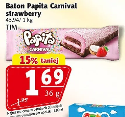 Baton Papita Carnival strawberry promocja w Prim Market