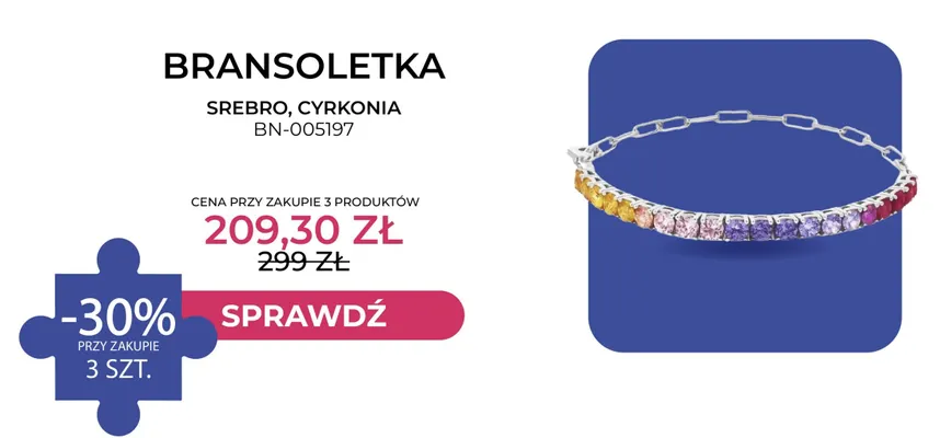 Bransoletka srebro cyrkonia Briju BN-005197 promocja w Briju