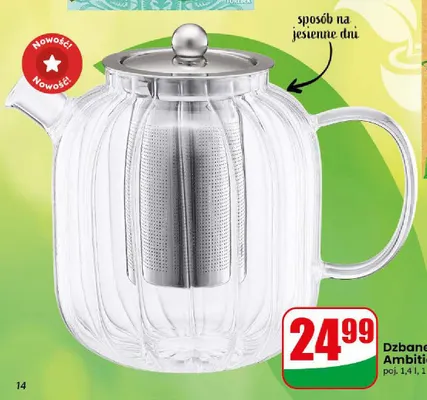 Dzbanek szklany z zaparzaczem 1,4 l Ambition promocja w Dino