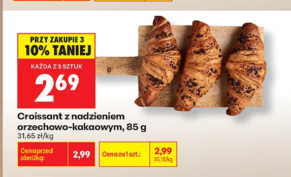 Croissant z nadzieniem orzechowo-kakaowym promocja w Biedronka