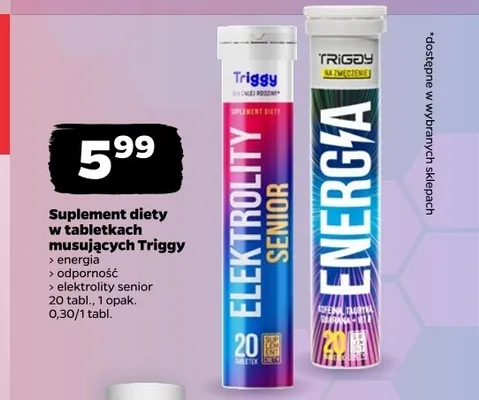 Suplement diety w tabletkach musujących Triggy Elektrolity Senior promocja w Netto