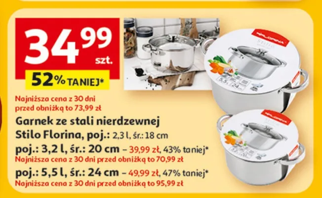 Garnek ze stali nierdzewnej poj: 2,3l śr: 18cm promocja w Auchan