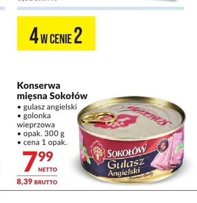 Konserwa mięsna Sokołów Golonka Wieprzowa promocja w Makro
