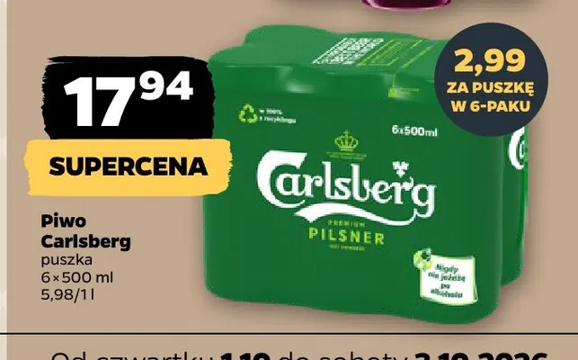 Piwo Carlsberg 6-pak promocja w Netto