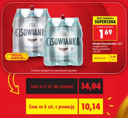 Woda mineralna Cisowianka lekko gazowana promocja w Biedronka