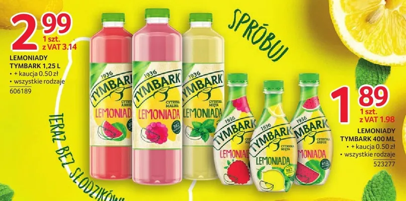 Lemoniada Tymbark 400ml wszystkie rodzaje promocja w Selgros