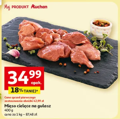 Mięso cielęce na gulasz promocja w Auchan