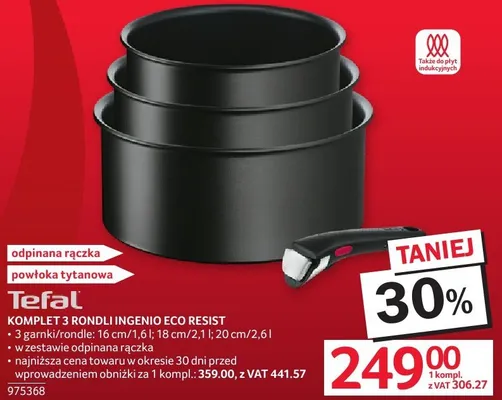 Komplet 3 rondelki Ingenio Eco Resist Tefal promocja w Selgros
