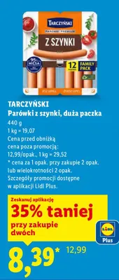 Parówki z szynki, duża paczka promocja w Lidl