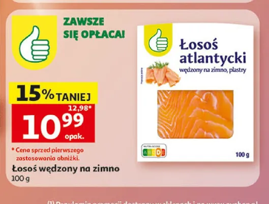 Łosoś atlantycki wędzony na zimno plastry promocja w Auchan