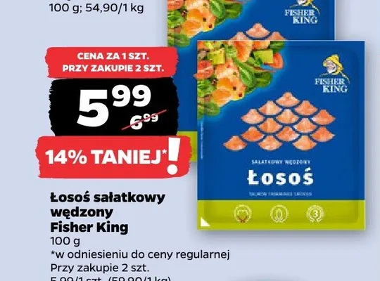 Łosoś sałatkowy wędzony Fisher King promocja w Netto