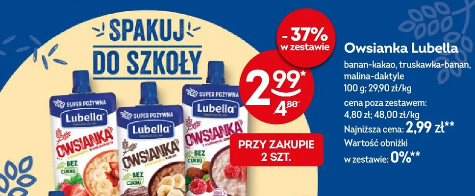 Owsianka Lubella truskawka-banan promocja w Żabka