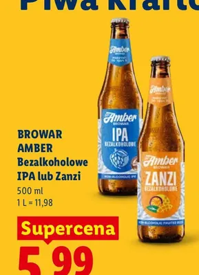 Piwo bezalkoholowe Browar Amber Zanzi promocja w Lidl