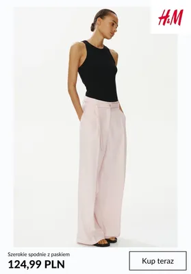 Szerokie spodnie z paskiem H&M promocja w H&M