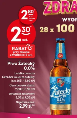 Piwo bezalkoholowe Žatecký promocja w Żabka