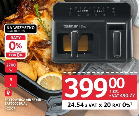 Frytkownica AIR FRYER Zelmer ZAFS900 DUAL promocja w Selgros