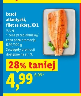 Łosoś atlantycki filet ze skórą XXL promocja w Lidl