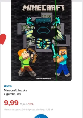 Teczka z gumką Astra Minecraft A4 promocja w Smyk