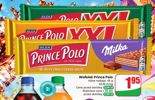 Wafelek Prince Polo w mlecznej czekoladzie Milka promocja w Dino