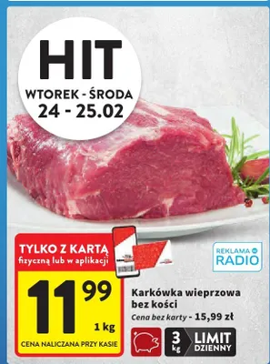 Karkówka wieprzowa bez kości promocja w Intermarche