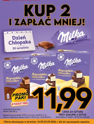 Alpejskie Mleczko o smaku śmietankowym Milka promocja w Kupiec