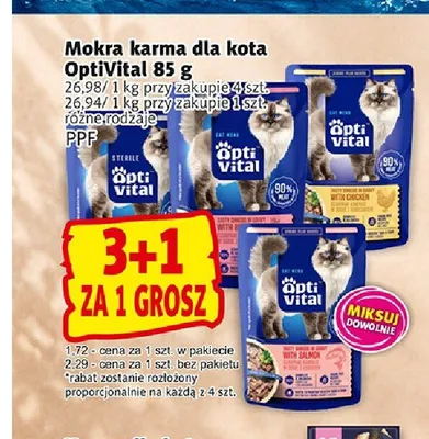 Mokra karma dla kota OptiVital z kurczakiem promocja w Prim Market