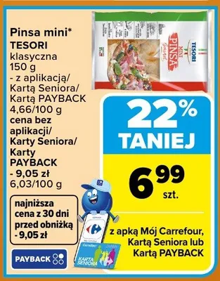 Pinsa mini klasyczna Tesori promocja w Carrefour Market