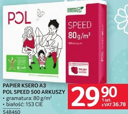 Papier ksero A3 POL SPEED 500 arkuszy promocja w Selgros