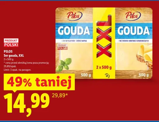 Ser gouda XXL Pilos promocja w Lidl