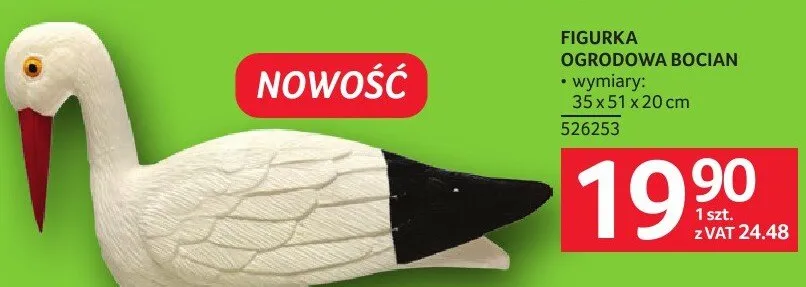 Figurka ogrodowa bocian promocja w Selgros