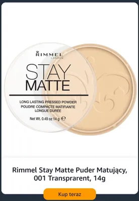 Puder matujący Rimmel Stay Matte 001 Transparent promocja w Amazon