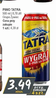 Piwo Tatra Jasne Pełne promocja w Słoneczko