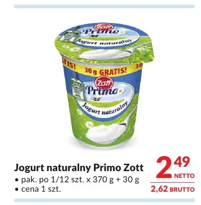 Jogurt naturalny Primo Zott promocja w Makro